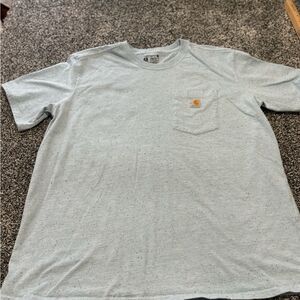Carhartt womans Speckled Light blue Pocket Tee size 1x